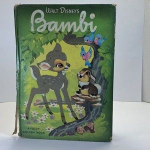 VTG Walt Disney's A Fuzzy Golden Book Bambi 1941 1949 Hardcover Simon Schuster